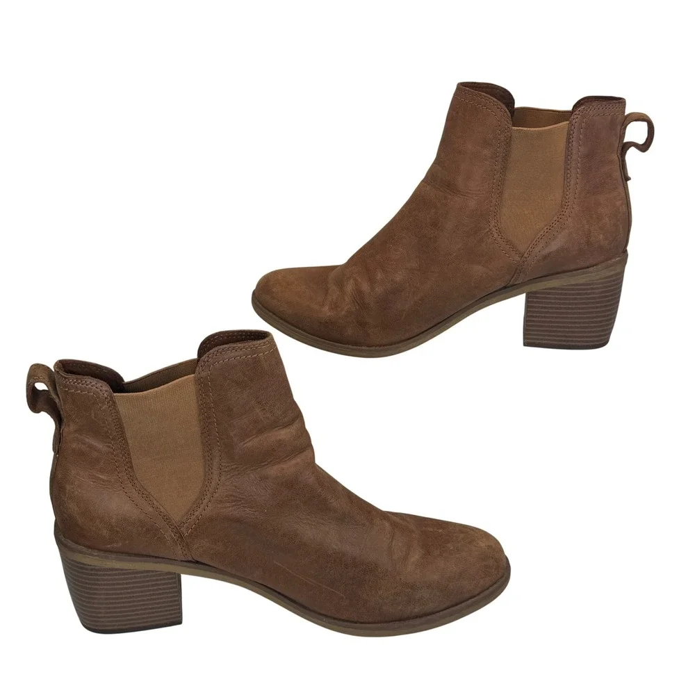 Timberland Leather Chelsea Boots Women's‎ 11 Brown Block Heel ReBOTL Defender